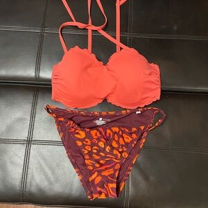 Shade & Shore Red and Orange Bikini Set